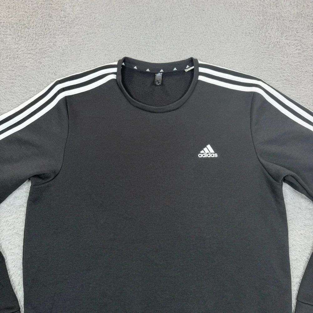 Adidas Mens Primegreen Essentials 3-Stripes Sweatshirt Black Large GK9074